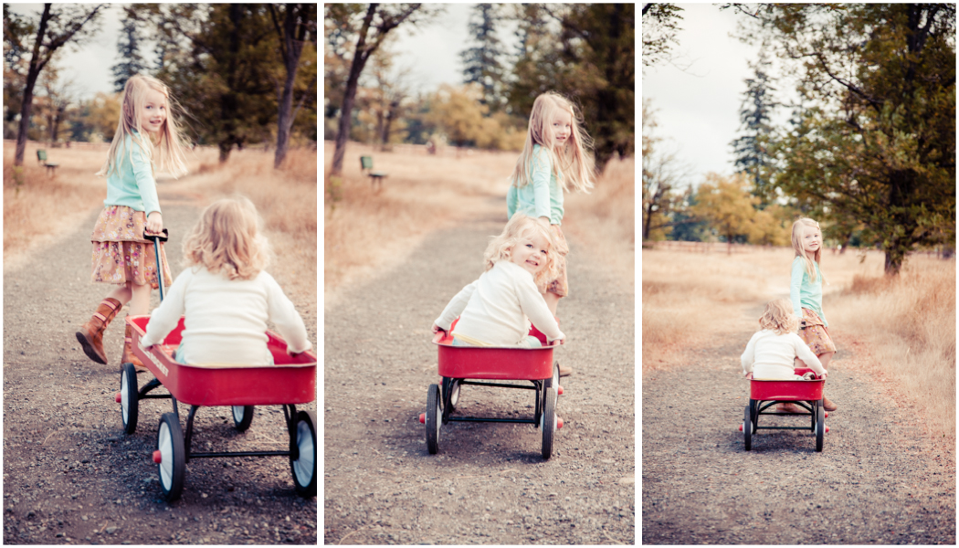 kids in red wagon