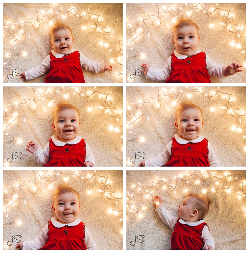 baby's first Christmas and 365 project photo fun with Christmas lights.