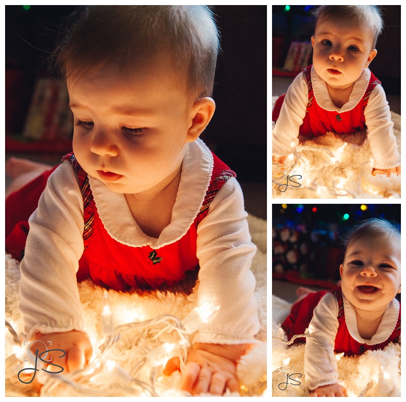 baby's first Christmas and 365 project photo fun with Christmas lights.