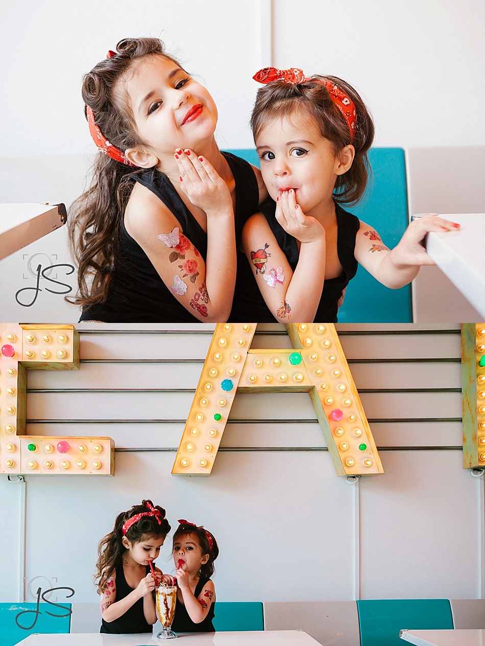 mother and daughter pinup themed portrait session at Shake Shake Shake in Tacoma, Washington by Jenny Storment Photography