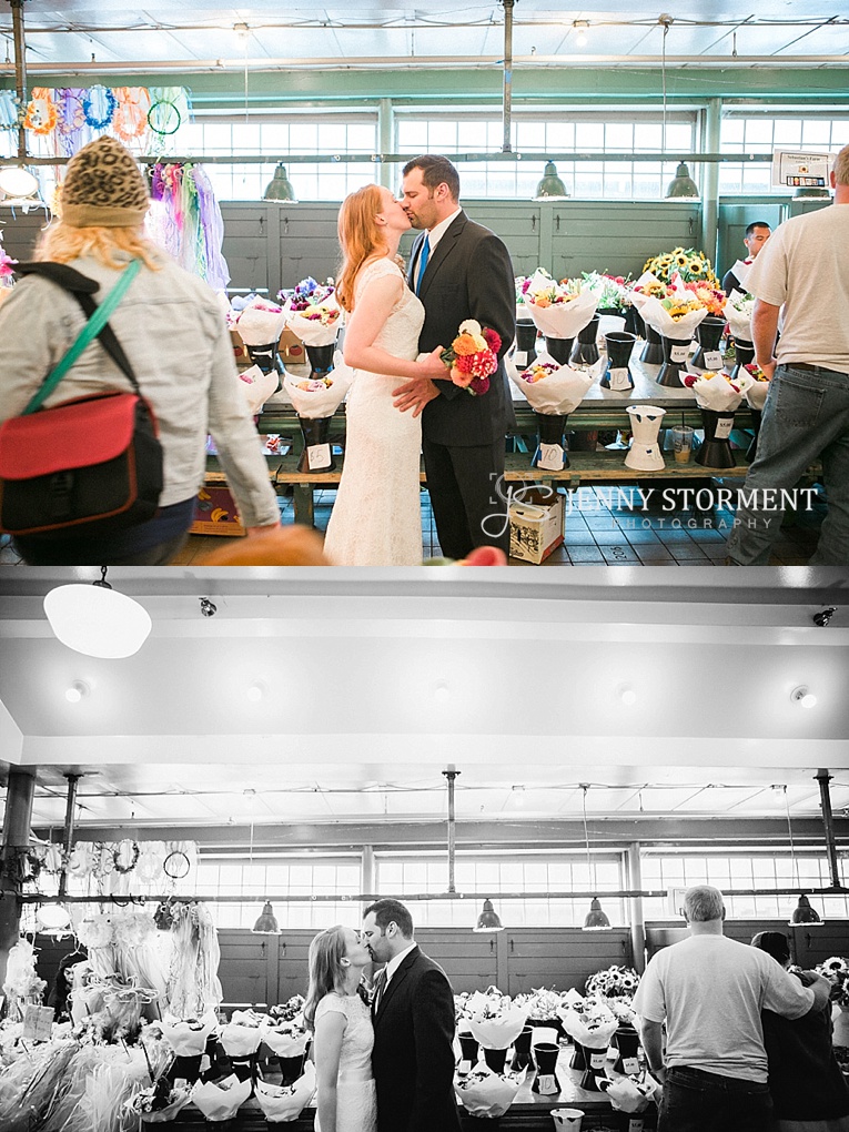 Pike Place wedding photos, Downtown Seattle destination wedding at the Seattle Municipal Courthouse wedding by Jenny Storment Photography a Seattle Wedding Photographer