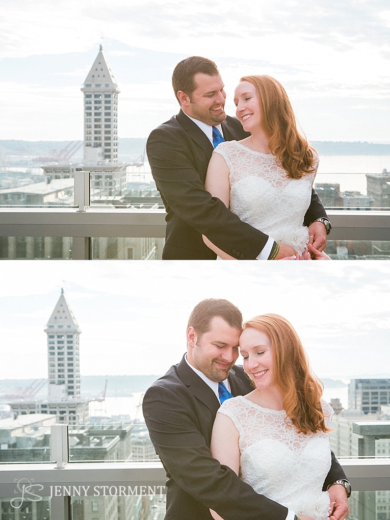 Seattle Rooftop wedding, Downtown Seattle destination wedding at the Seattle Municipal Courthouse wedding by Jenny Storment Photography a Seattle Wedding Photographer