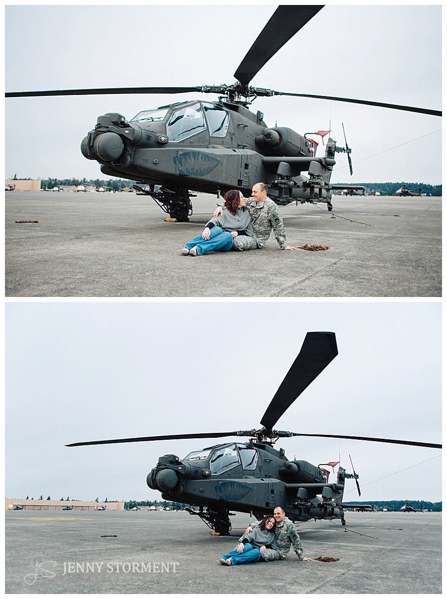 Military engagement session with Apache Helicopters by Tacoma wedding Photographer Jenny Storment-25