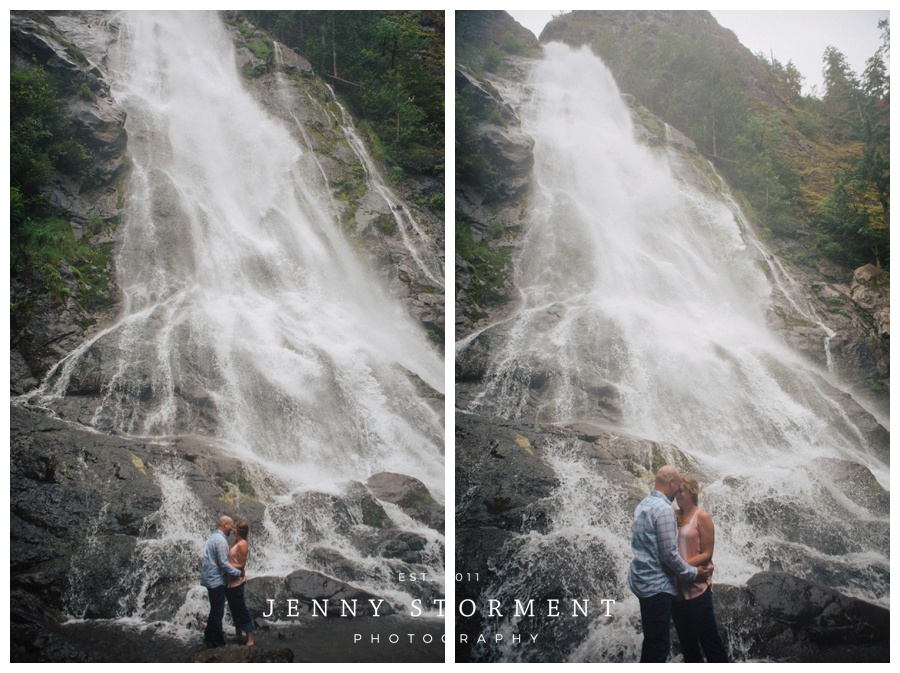 We ended their session at Rocky Brook Falls near Brinnon. We had the falls to our self & the water was really coming down it was #epic #jennystorment #jspengagement #waterfalls #rockybrookfalls #olympicpeninsula #olympicnationalforest